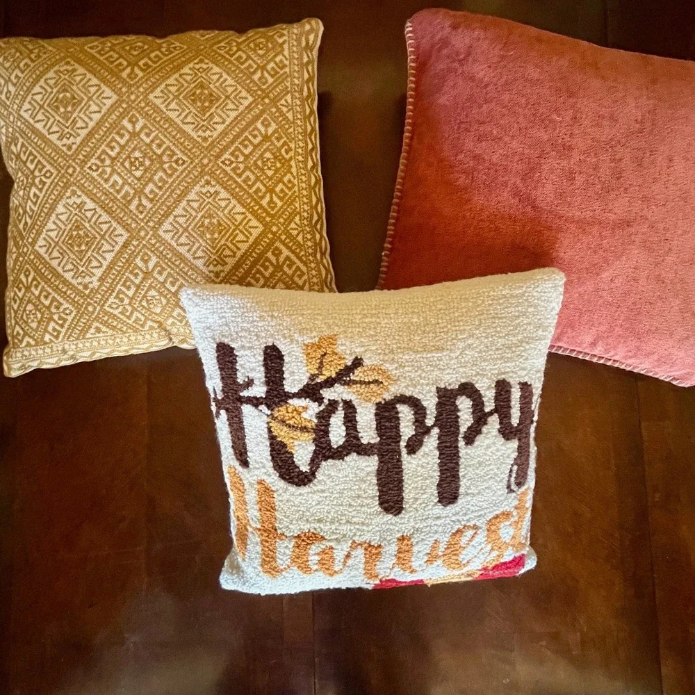 LOT OF 3 Throw Accent Pillows Fall Happy Harvest Bloomingville Autumn Down Decor